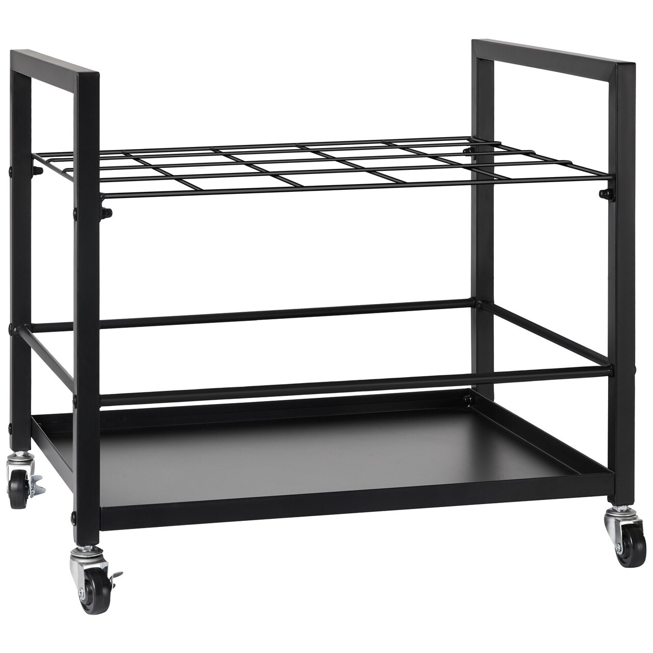 Black Metal Mobile Blueprint Storage Rack with Slots & Casters